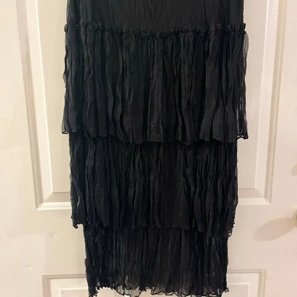 Linq Los Angeles Woman's 100% Silk Tiered Skirt Sz Lr